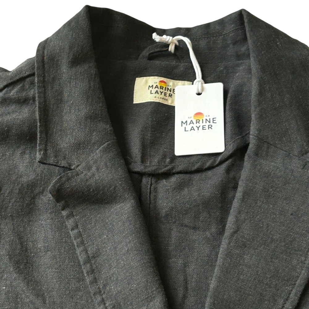 Marine Layer Flora Hemp Blazer Navy Women's‎ XL NWT - Picture 7 of 10